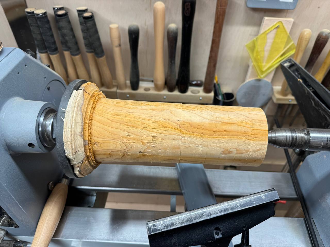 The form taking shape on the lathe