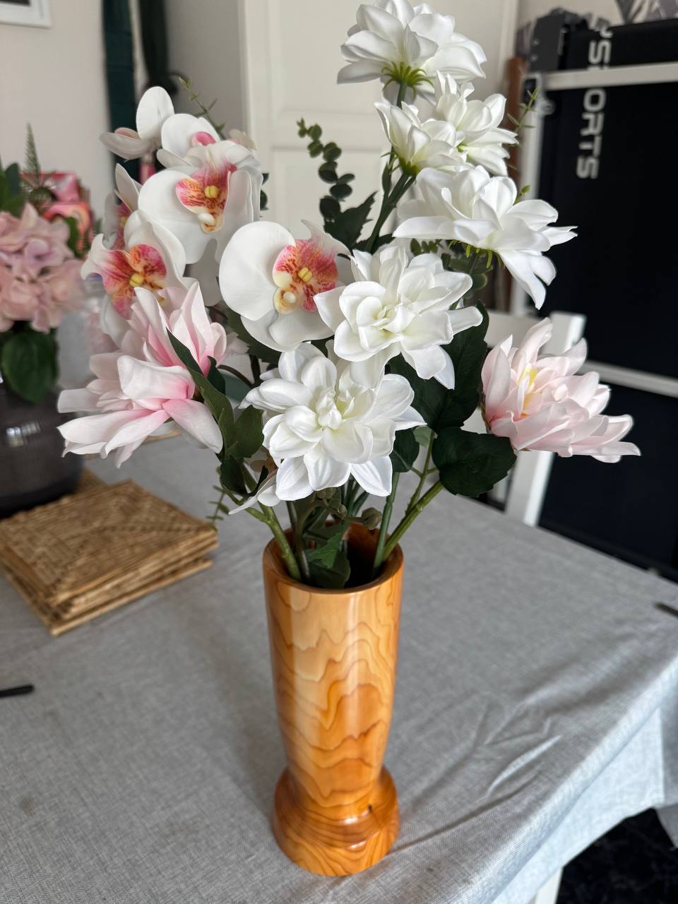 The vase with flowers