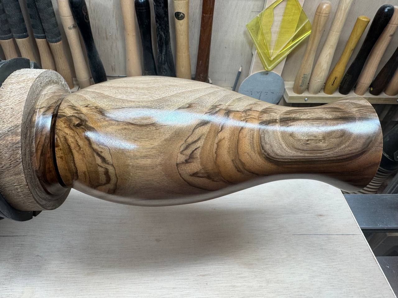 Lacquered on the lathe, showing the rich grain detail