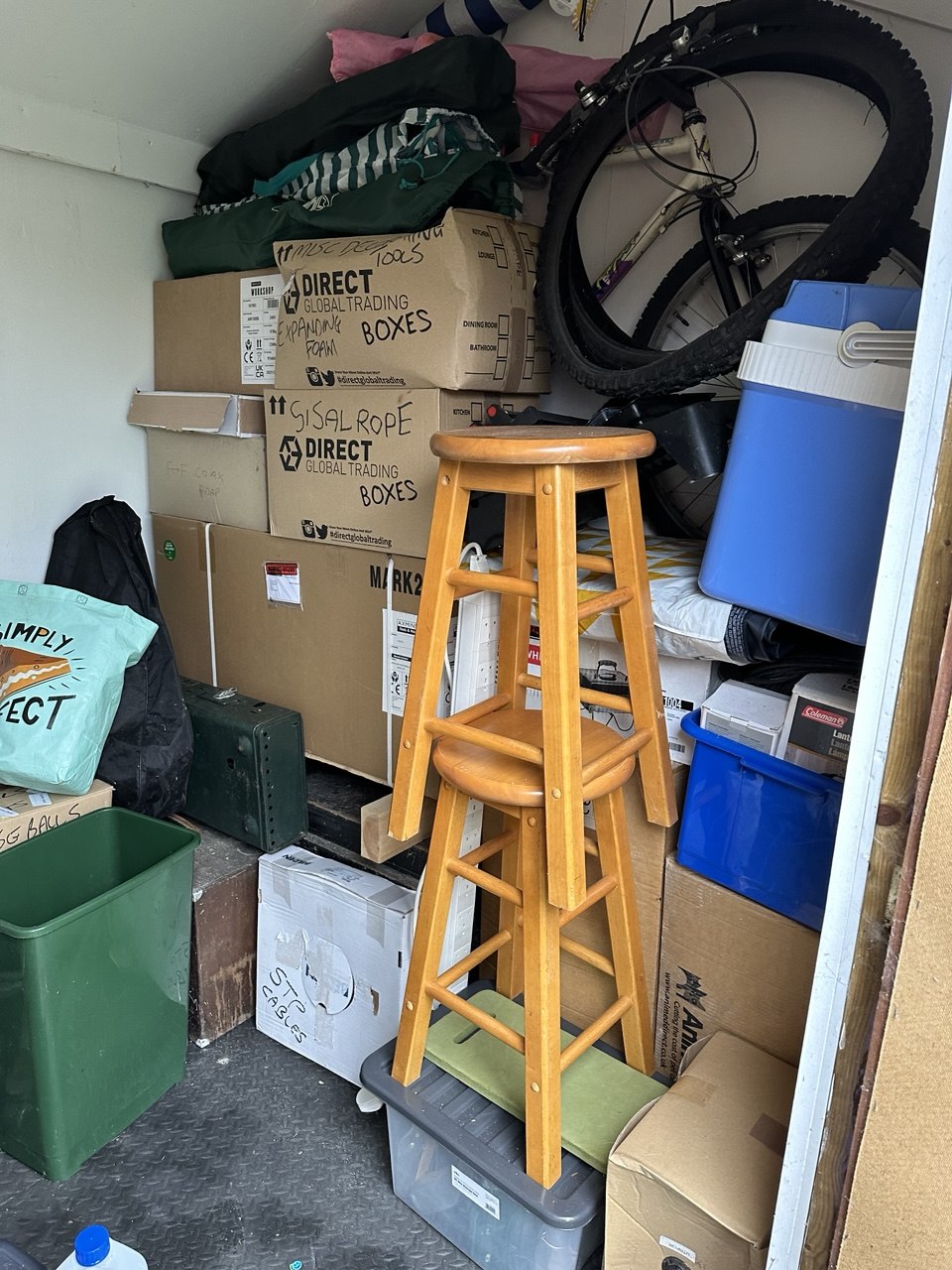 The boxed lathe gathering dust in the shed