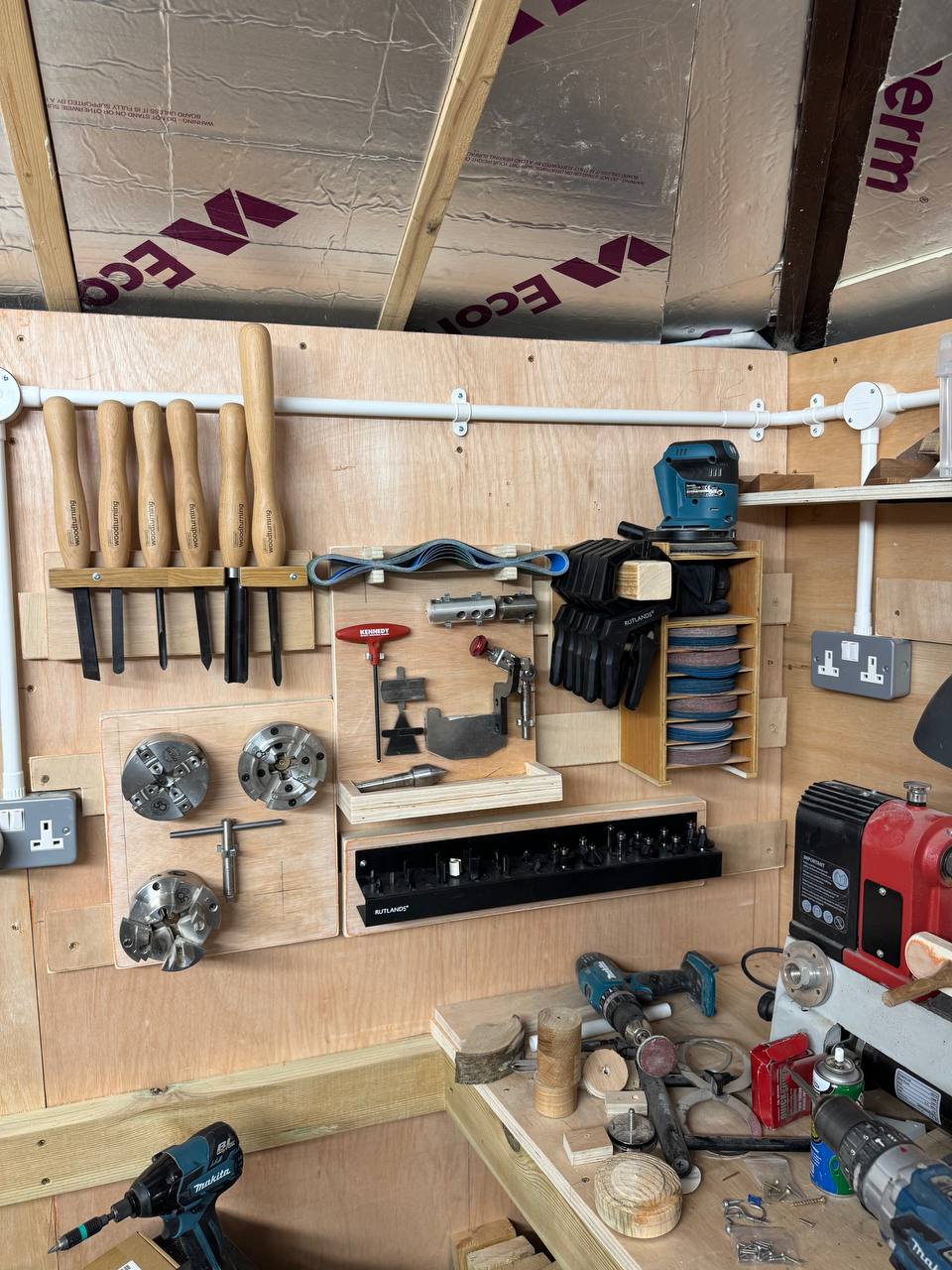 Custom French cleat brackets with chucks and accessories